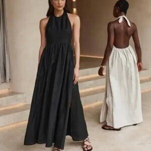 DISSH Cooper Linen Maxi Dress in Black - Small